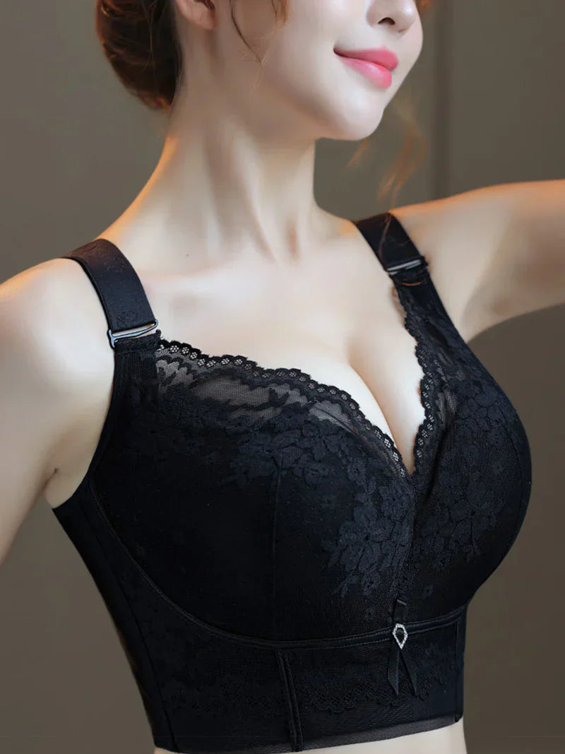Pack of 3 V-Neck Lace Wireless Side Support Bra